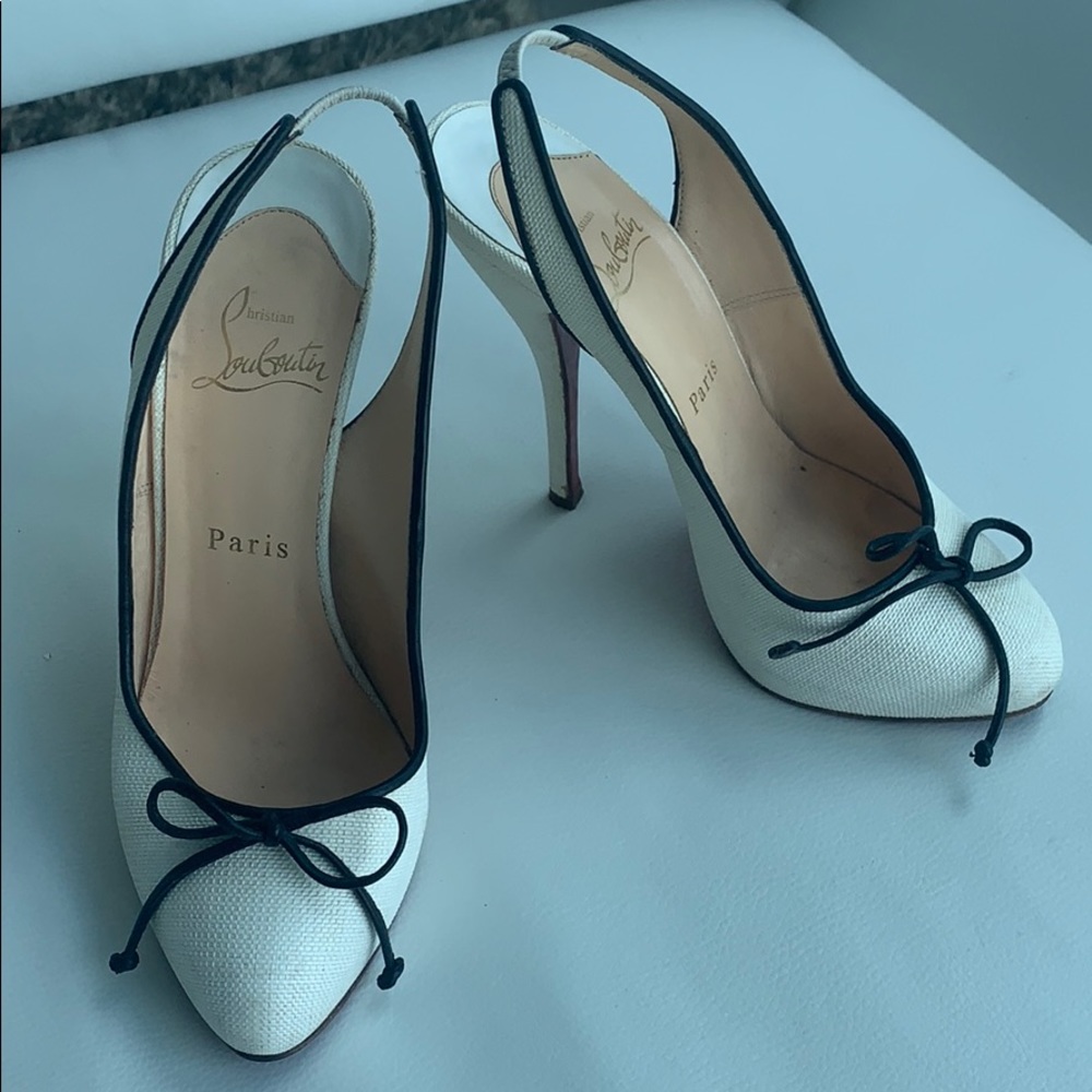 Christian louboutin white and black heals